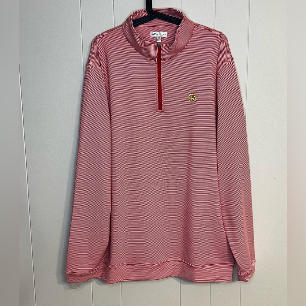 Peter Millar 1/4 zip long sleeve pullover red and white stripes‎ size XXL
